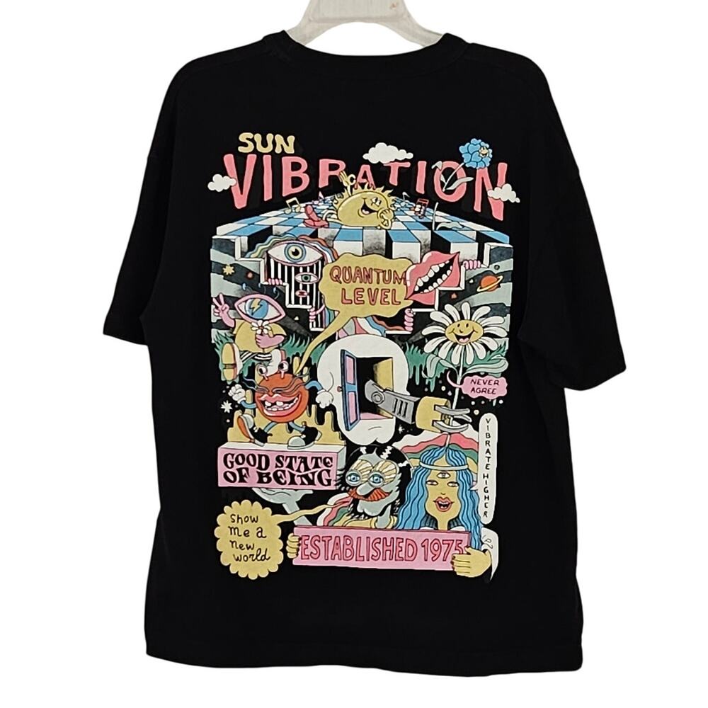 Zara Men's Sun Vibration Graphic T shirt Black sz M